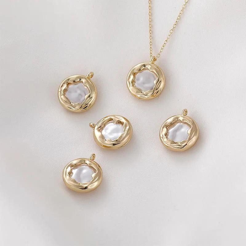 14K Copper Plated Pearl Pendant DIY Jewelry Materials