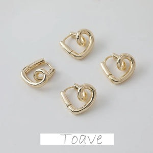 14K Electroplating Glossy Peach Heart Earrings