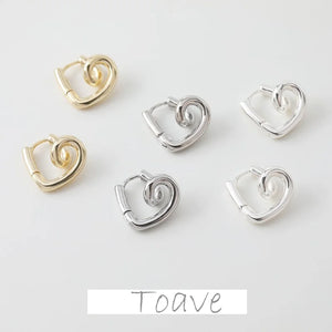 14K Electroplating Glossy Peach Heart Earrings