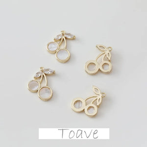 14K Electroplating Yin Peach Zircon Pendant DIY Earrings Necklace Material