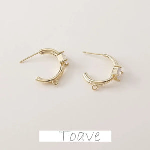 14K Electroplating C-shaped Inlaid Zirconium Earrings DIY Earrings Accessories