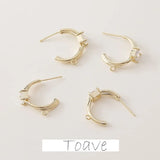 14K Electroplating C-shaped Inlaid Zirconium Earrings DIY Earrings Accessories