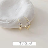 14K Electroplating C-shaped Inlaid Zirconium Earrings DIY Earrings Accessories