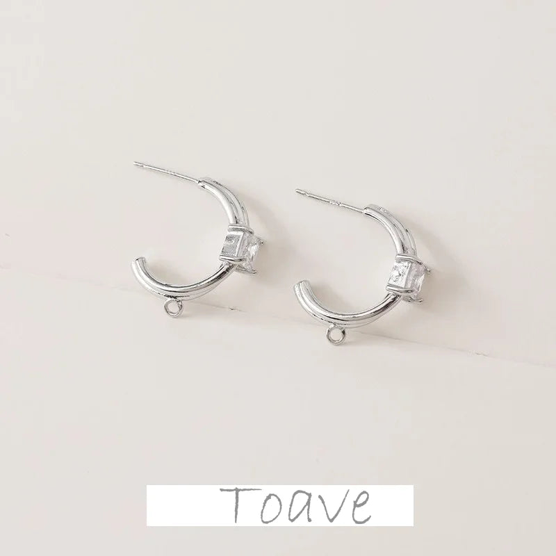 14K Electroplating C-shaped Inlaid Zirconium Earrings DIY Earrings Accessories
