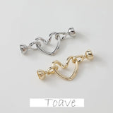 14K Electroplating Hollow Heart Button Necklace Bracelet Link Buckle