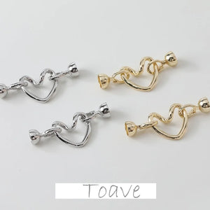 14K Electroplating Hollow Heart Button Necklace Bracelet Link Buckle