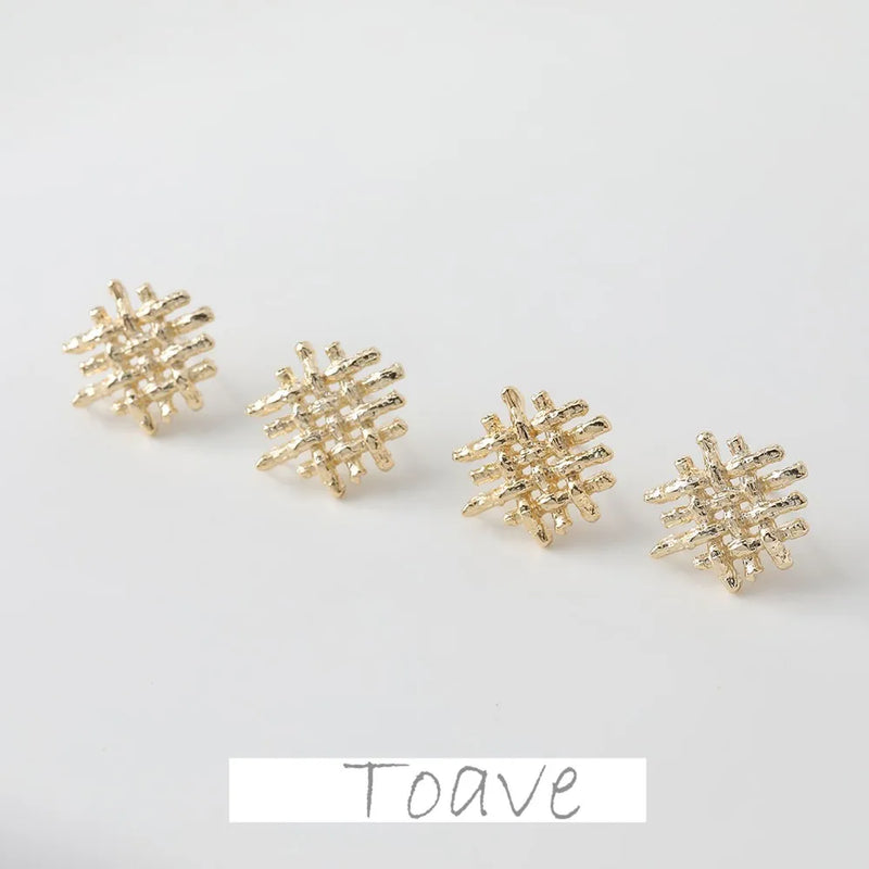 14K Electroplating Hollow Straw Earrings DIY Accessories