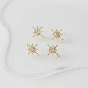 14K Electroplating Snowflake Zircon Earrings Pendant DIY Material
