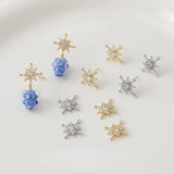 14K Electroplating Snowflake Zircon Earrings Pendant DIY Material
