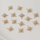 14K Electroplating Snowflake Zircon Earrings Pendant DIY Material