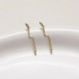 14K Electroplating Retention Strip Line Earrings DIY Hand-made Pearl Accessories