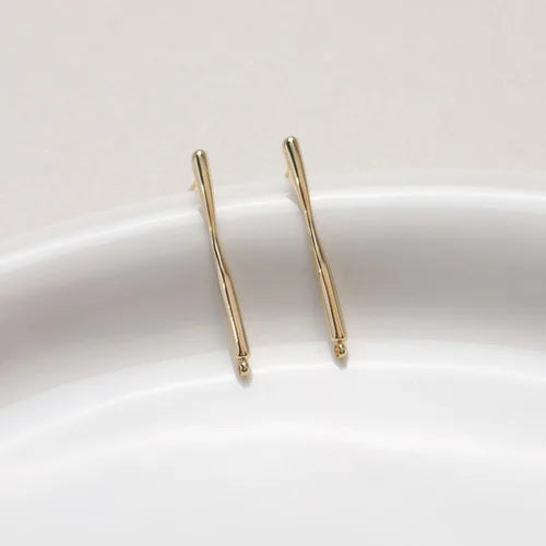 14K Electroplating Retention Strip Line Earrings DIY Hand-made Pearl Accessories