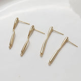 14K Electroplating Retention Strip Line Earrings DIY Hand-made Pearl Accessories