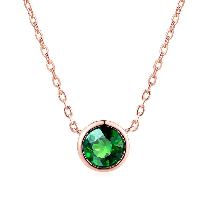 14K Silver Necklace Pendant Zircon Gemstone Choker Chain Jewelry