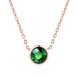 14K Silver Necklace Pendant Zircon Gemstone Choker Chain Jewelry