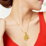 Dragon Pendant Necklace 14K Plated Chain Not Fade