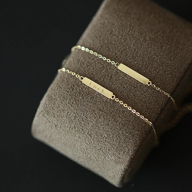 14K 925 Sterling Silver Luck Pendant Chain Bracelet Women