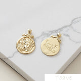 14K Silver Double Face Relief Pendant Set