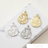 14K Silver Double Face Relief Pendant Set