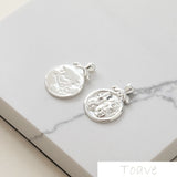 14K Silver Double Face Relief Pendant Set