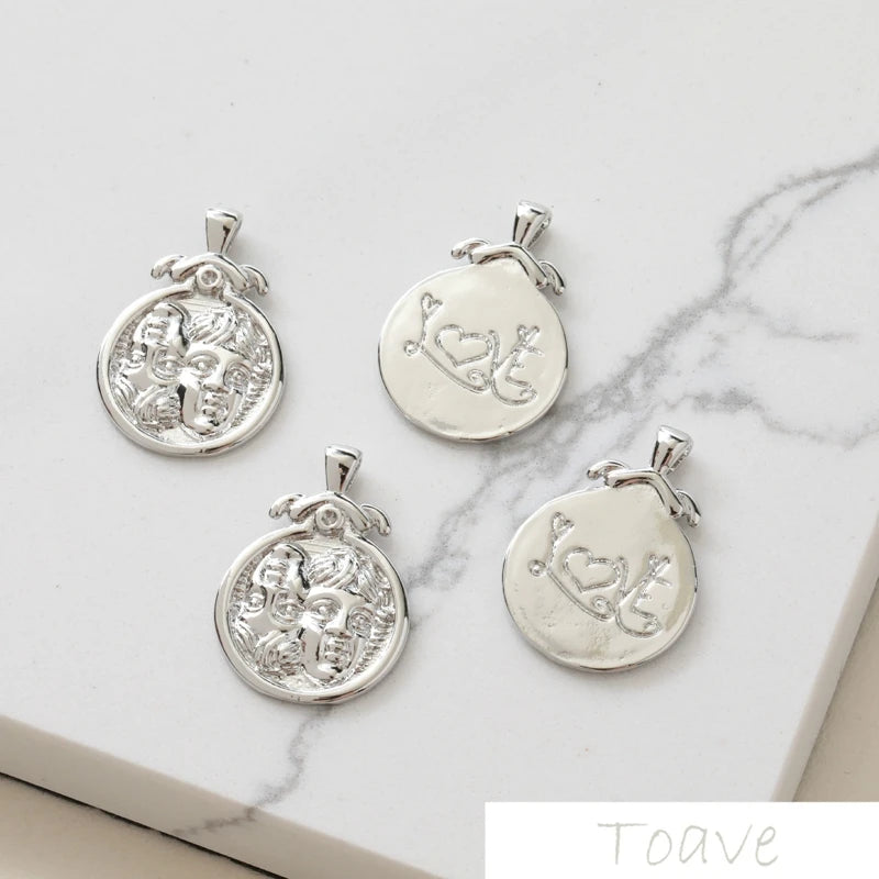 14K Silver Double Face Relief Pendant Set