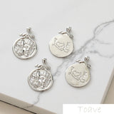 14K Silver Double Face Relief Pendant Set