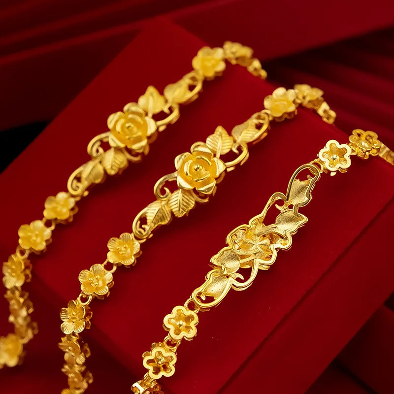 14K Flower Bangles for Women Gemstone Wedding Bracelets