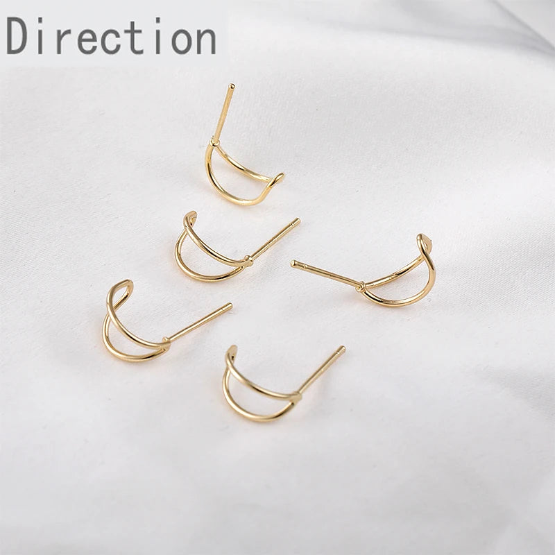 Moon Silver Needle Earrings DIY Material Accessories