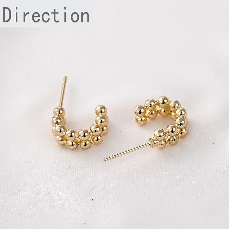 14K Clad Copper Small C-shaped Bean Earrings Pair