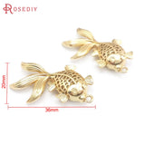 14K Brass Goldfish Carp Charms Pendants Jewelry Making Supplies