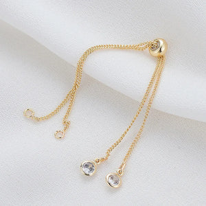 14K Brass Extender Chain with Zircon Bracelet - DIY Jewelry Findings