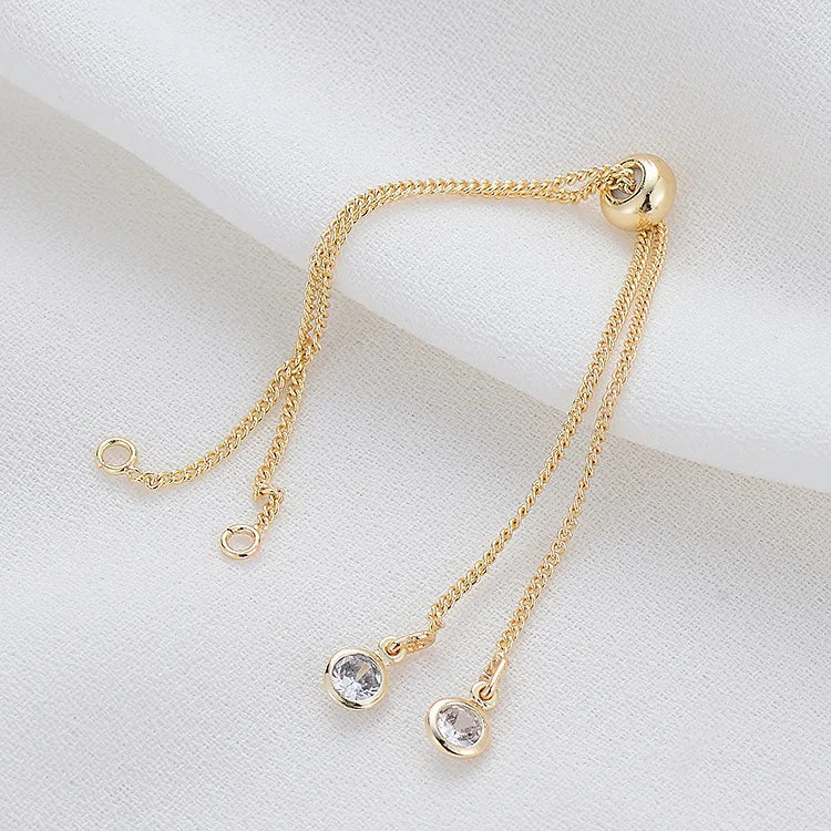 14K Brass Extender Chain with Zircon Bracelet - DIY Jewelry Findings