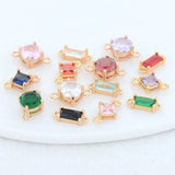 14K Brass & Glass Diamond Round Charms Pendants Jewelry Making Supplies DIY