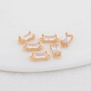 14K Brass & Glass Diamond Round Charms Pendants Jewelry Making Supplies DIY