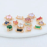 14K Brass & Glass Diamond Round Charms Pendants Jewelry Making Supplies DIY