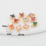 14K Brass & Glass Diamond Round Charms Pendants Jewelry Making Supplies DIY