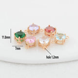 14K Brass & Glass Diamond Round Charms Pendants Jewelry Making Supplies DIY