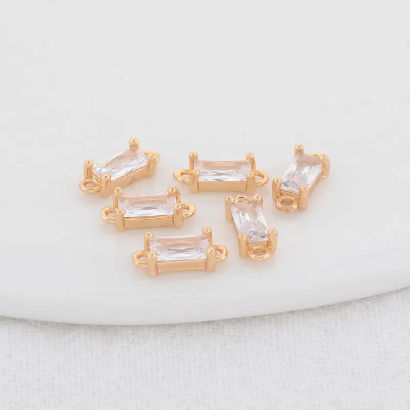 14K Brass & Glass Diamond Round Charms Pendants Jewelry Making Supplies DIY