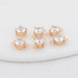 14K Brass & Glass Diamond Round Charms Pendants Jewelry Making Supplies DIY