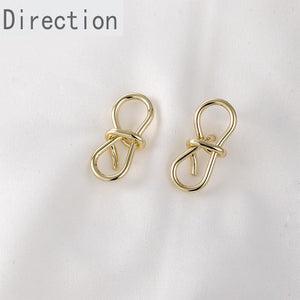 14K Copper Plating Bow Silver Pin Earrings