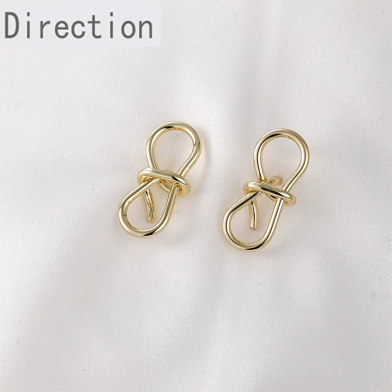 14K Copper Plating Bow Silver Pin Earrings