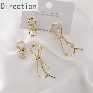 14K Copper Plating Bow Silver Pin Earrings