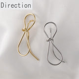 14K Copper Plating Bow Silver Pin Earrings