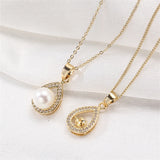 14K Water Drop Zircon Pearl Necklace DIY Accessories