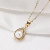 14K Water Drop Zircon Pearl Necklace DIY Accessories
