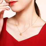 14K Enamel Pendant Collarbone Chain Necklace for Women
