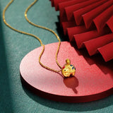 14K Enamel Pendant Collarbone Chain Necklace for Women