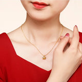 14K Enamel Pendant Collarbone Chain Necklace for Women
