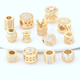 14K Plated Brass Zircon Beads for DIY Jewelry Making