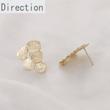 14K Preservation Ear Pins with Leaves Design DIY Earrings